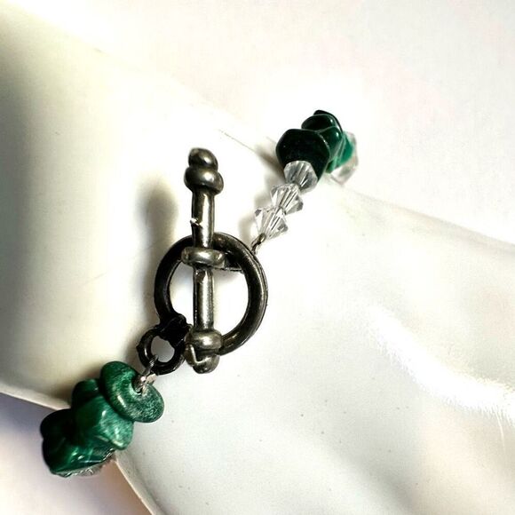 Malachite quartz and opalite beaded bracelet - Picture 3 of 9